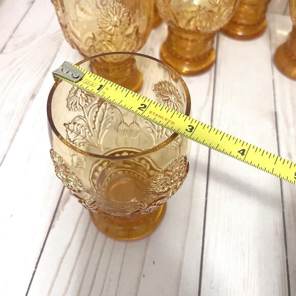 Anthropologie Rare & Retired HELIANTHUS Golden Yellow Daisy Pedestal Goblets 8 - Picture 10 of 10